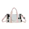 Nova Bolsa de Mão Color Block de Grande Capacidade Feminina Bolsa Cilíndrica Versátil Casual Transversal de Tecido Bolsa Transversal de Viagem com Múltiplos Bolsos