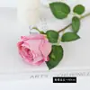 Simulado flor única ramo assado borda beleza rosa decoração para casa flor casamento estúdio móveis macios exibir rosa flor falsa