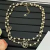 2025 Nuevo Modelo Réplica Chanel Disparo Real Corazón Tachonado con Diamantes Cadena de Suéter Doble C de Perlas Collar Largo de Gama Alta para Mujer
