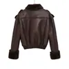 Chamarra Bomber de Invierno 2025, Estilo Europeo y Americano, con Piel Integrada, Manga Larga, Cuello Alto, para Mujer 8490760800