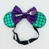 Aniversário Infantil Orelhas do Mickey Faixa Elástica Headband Faixa de Cabeça Mickey Letra Colorida Lantejoula Laço Parque de Diversões