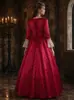 Vestido Medieval de Corte Victoriano para Halloween Disfraz de Presentación Renacentista de una Pieza de Satén Bordado con Cordones