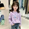 2026 Nueva Camiseta de Manga Larga Estilo Coreano para Niñas, Estampado de Dibujos Animados Lindo, Ropa Interior, Estilo Primavera y Otoño, Top de Algodón Puro T