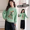 Conjunto de Primavera para Niñas 2026 Nuevo Elegante para Bebés Estilo Coreano Encaje Flor Manga Larga Pantalones de Pierna Ancha Conjunto de Dos Piezas