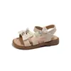 Sandalias para Niñas Estilo Coreano Moño Niña Pequeña Punta Abierta Zapatos de Playa 2026 Nuevo Verano Versátil Zapatos de Princesa
