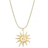 Collar con colgante de sol en espiral martillado de acero inoxidable europeo y americano transfronterizo, cadena de clavícula de acero de titanio, collar popular de alta gama para mujeres