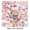 50 Pegatinas 'Love ins Wind' Corazón de Niña Rosa Fresco Estilo Nórdico DIY Impermeables Decorativas Pegatinas para Carcasa de Teléfono