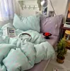 Exportado para a Coreia, Conjunto de Cama de Algodão Lavado Estilo Vintage Quatro Peças, Capa de Edredom Listrada de Nicho, Conjunto de Lençol de Cama Três ou Quatro Peças