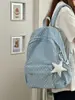 Mochila Azul Refrescante de Verano con Puntos Blancos, Estilo Coreano, Estética y Terapéutica para Niñas y Estudiantes, Mochila Pequeña para Salidas