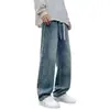 Nuevos jeans retro americanos de moda para hombre de otoño, corte holgado, versátiles pantalones largos de pierna recta ancha, estilo casual
