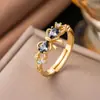 Anillo de Zirconia Micropavimentada Nuevo Transfronterizo Celebridad de Internet para Mujer, Anillo de Dedo Índice de Lujo Ligero de Moda de Gama Alta para Mujer con Apertura Ajustable