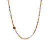Colar Zircônia Cor Dopamina Xinyixin Fio Artesanal Concha Pedra Olho de Tigre Corrente Clavícula Joia Moda Aço Inoxidável
