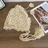 Chapéu de Tricô Doce com Franjas Estilo Étnico para Mulheres, Chapéu de Lã Retro Versátil de Cor Sólida para Outono e Inverno, Chapéu Quente para Cobrir a Cabeça para Mulheres