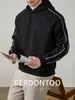 Suéter com Capuz de Algodão de Ar de Alta Qualidade para Primavera e Outono, Engrossado com Acabamento em Cor Contrastante, Blusa Esportiva para Homens