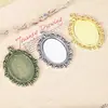 Acessórios DIY Adesivo Base 18*25mm Base Pedra do Tempo Bandeja Oval Pingente de Liga Ouro e Prata Retrô