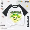 Camiseta linda y adorable de anime de manga corta para niños, estilo raglán delgado, top de verano para niñas, manga corta de verano para niñas