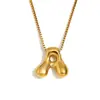 Moda Europeia e Americana Simples Nicho Personalidade Hip Hop Explosões Colar Aço Inoxidável Banhado a Ouro 18K Colar com Letras Bolha para Mulheres