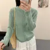 Cárdigan de Mohair Calado Estilo Coreano para Mujer, Nueva Colección Primavera 2026, Abrigo Suéter de Cuello Redondo, Top Suave y Adelgazante