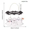 Colgante Decorativo para Puerta de Halloween Transfronterizo para Hogar y Jardín, Cartel de Madera Creativo con Calabazas, Fantasmas y Murciélagos