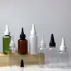 En stock Botella de 50 ml con punta fina Botella de empaque cosmético Botella de PET transparente Botella de pigmento Botella de colorante Botella de recarga Botella de tinta