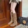 Botas Altas Plisadas Chuyuji para Mujer, Nuevo Estilo Otoño 2026, Tacón Grueso, Botas de Jinete de Tubo Alto Adelgazantes para Mujeres Petites