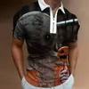 Nova Moda Streetwear Jovem Europeia e Americana de Verão Camisa Polo Casual Masculina com Estampa Digital 3D