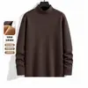 Camiseta de manga larga para hombre, de terciopelo alemán doble cara, estilo europeo y americano transfronterizo, para otoño e invierno, con cuello semi-alto, forrada de felpa para abrigar, camiseta básica versátil