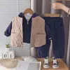 Novo conjunto de inverno para meninas: conjunto de três peças estiloso e quente com um colete acolchoado, perfeito para outono e inverno