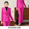 Traje Profesional de Alta Gama para Mujer en Otoño e Invierno Rosa Elegante Estilo Diosa Anfitrión Formal Pantalones de Pierna Ancha Conjunto de Dos Piezas