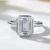 Nuevo Anillo de Plata S925 Longlong Jewelry, Corte Pagoda Rectangular 7*9, Diamante de Alto Carbono, Anillo de Moda y Sencillo