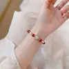 Pulseira Original Nova Estilo Chinês de Ágata Vermelha Natural do Sul e Pérola Shijia para Mulheres, Pulseira de Cristal de Luxo Leve com Toque de Alto Padrão