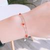 Pulsera de Cuentas de Doble Capa de Granate Rojo Cristal de Alta Calidad para Mujer Verano ins Plata Esterlina Estilo Coreano Pulsera Simple Personalizada
