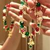 Pulseira de Cristal com Franjas Coloridas Edição Limitada de Natal 2025 Novo Estilo de Nicho de Alta Qualidade Joia Feminina