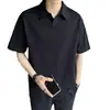 Camiseta de manga corta, polo para hombre, de alta gama, de verano, de moda, estilo japonés, retro, holgado, estilo americano, cuello, media manga