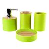 Cubierta de bambú de veta cruzada juego de cuatro piezas de plástico para lavado de baño fabricantes venta al por mayor almacenamiento de baño estante para lavar juego de porta cepillos de dientes