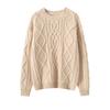 Suéter de Cashmere para Mulheres 100% Cashmere Puro Outono e Inverno Novo Espessado Torcido Manga Longa Pulôver Solto Tricotado Suéter Básico