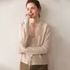 Cárdigan de Punto de Cachemira con Diseño de Borlas en V para Mujer, Manga Larga, Versátil, Delgado, Moda, Chaqueta Holgada, Suéter Suave