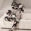 Pijamas de pelúcia de outono e inverno pijamas masculinos dos desenhos animados jovens com capuz lã coral plus size homewear ao ar livre