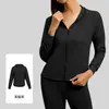 Jaqueta de Yoga Solta com Capuz para Mulheres, Conjunto de Roupa Esportiva Fitness Flexível de Manga Longa, Top Respirável de Secagem Rápida Estilo Casual