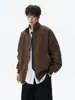 Chaqueta de motocicleta estilo americano tie-dye de piel sintética para hombre, marca de tendencia de verano, elegante chaqueta bomber corta tipo béisbol