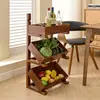 Carrito de cocina de madera maciza, estante de almacenamiento, de pie, multicapa, canasta móvil para frutas y verduras, estante de almacenamiento para snacks en casa