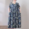 Novo Vestido de Algodão Estiloso para Mães de Meia-Idade, Vestido Longo de Viscose com Barra Ampla Plus-Size para Mulheres de Meia-Idade e Idosas