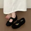 Zapatos planos estilo Mary Jane con forro de felpa, con plataforma interior para mujer, para uso exterior en invierno, nuevo estilo 2026, combinan con faldas, zapatos cálidos de algodón