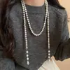 Collar de perlas largas irregulares, estilo francés, ligero, de lujo, elegante, de lana, con cadena, sencillo, de alta gama, al por mayor, para mujer.
