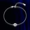 Venta Directa de Fábrica Pulsera de Plata de Ley S925 con Moissanita para Mujer, Pulsera de Lujo Redonda Totalmente Incrustada, Joyería Simple de Moda Estilo Coreano