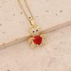 Nuevo Colgante de Collar con Forma de Oso Corazón de Cristal de Zirconia Microincrustado de Cobre Joyería al Por Mayor Nuevo Estilo Incrustación