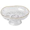 Patrón Glaciar Plato de Fruta Transparente Borde Dorado Caliente de Lujo Ligero Redondo Cristal Plato de Fruta Seca Plato Alto de Postre Plato de Fruta