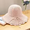 Chapéu de Sol de Tricô para Mulheres, Chapéu de Pescador Versátil com Laço e Aba Larga, Chapéu de Sol da Moda, Leve, Casual e Versátil