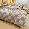 Colección nueva 2026: Juego de ropa de cama de cuatro piezas, 100% algodón, engrosado, cepillado y estampado, que incluye una funda de edredón, una sábana plana y una sábana ajustable