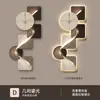 Pintura Decorativa Moderna de Lujo Ligero para Entrada con Reloj Reloj Pintura de Luz Led Sentido Avanzado Pintura Colgante para Pasillo Murales para Sala de Estar